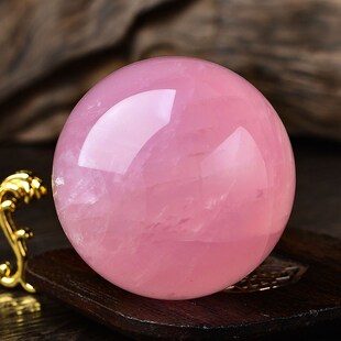 天然粉水晶球摆件原石打磨马粉客厅卧室玄关办公室摆件礼品