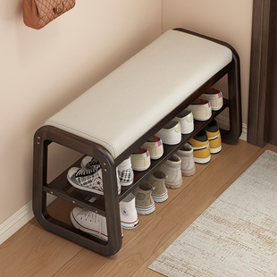 家用入户门口换鞋凳坐凳一体鞋架非实木简易长条凳软包坐垫穿鞋凳