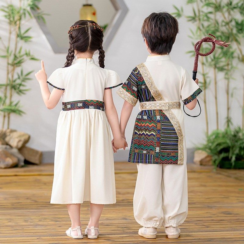 男女宝宝夏季藏族民族风服装幼儿园园服毕业服六一古装舞蹈表演服