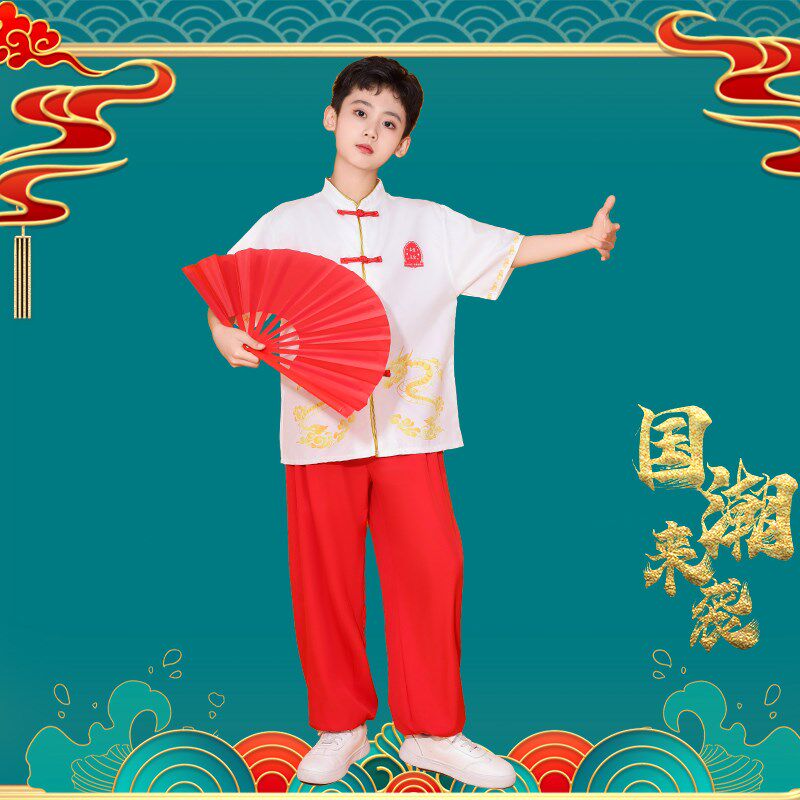 雪龙吟舞蹈服儿童扇子舞练功服国风幼儿园中小学生红歌朗诵表演服