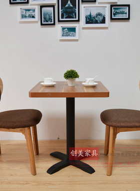 铁艺小方桌 洽谈桌子 咖啡厅桌椅 奶茶店桌椅 快餐桌椅. 实木椅子