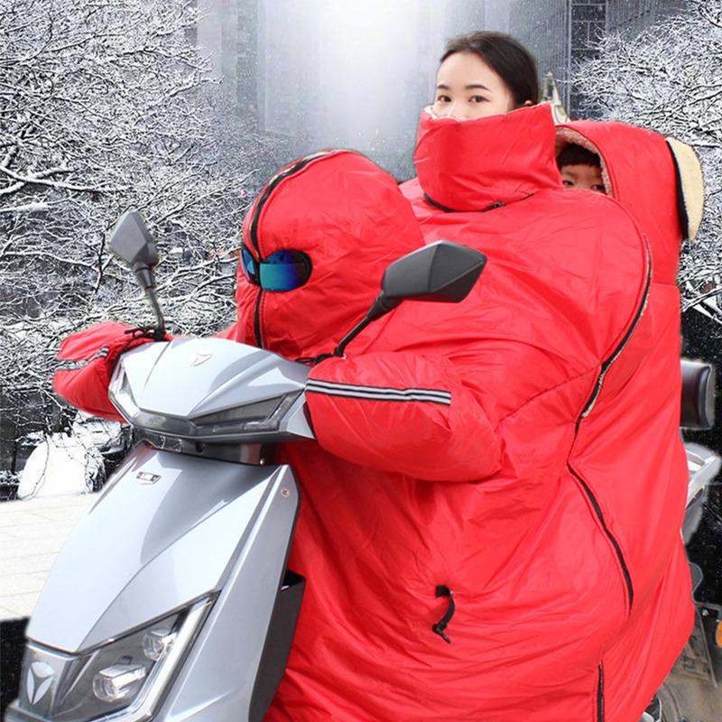 电动车挡风被亲子款二宝后座带孩子加厚加绒三人骑单车摩托车冬季