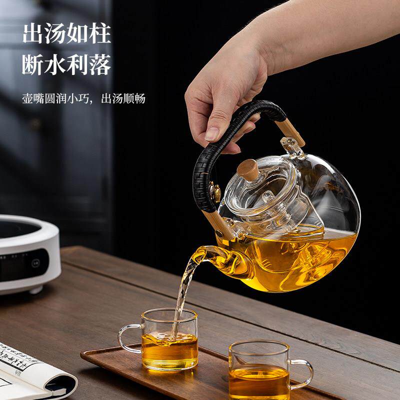 蒸煮一体茶壶黑晶炉加热2025新款煮茶器玻璃烧水泡茶专用家用茶具