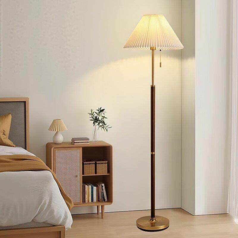 法式复古落地灯客厅沙发百褶氛围ins风新中式卧室床头灯立式台灯