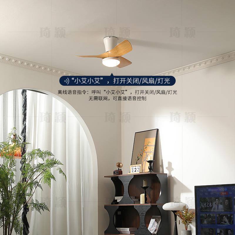 北欧设计师小餐厅型卧室风扇吸音灯中古木纹家顶用变频CL-820静电