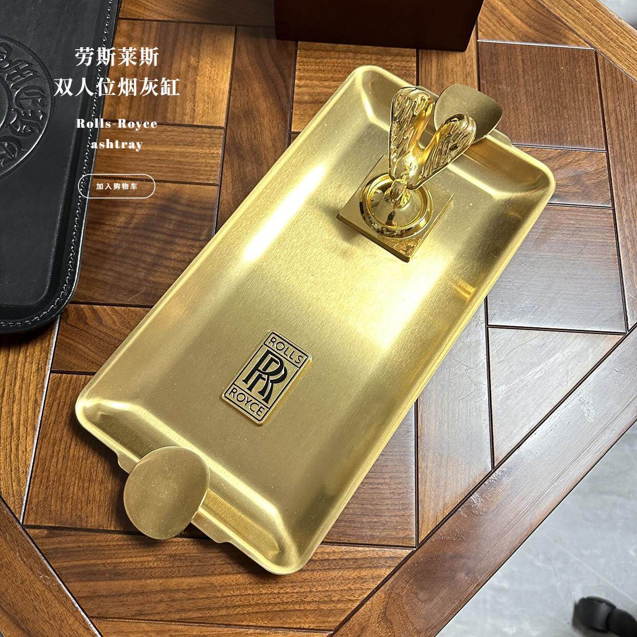 轻奢小金人土豪金烟灰缸雪茄缸烟缸茶几办公桌面个性潮流装饰摆饰