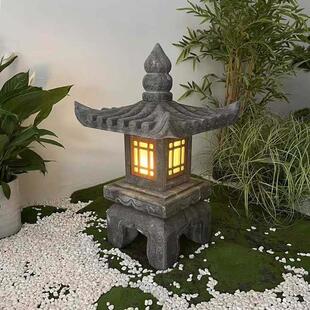 石灯日式庭院石灯笼彷古青石草坪灯户外园林石头灯塔中式石雕摆件