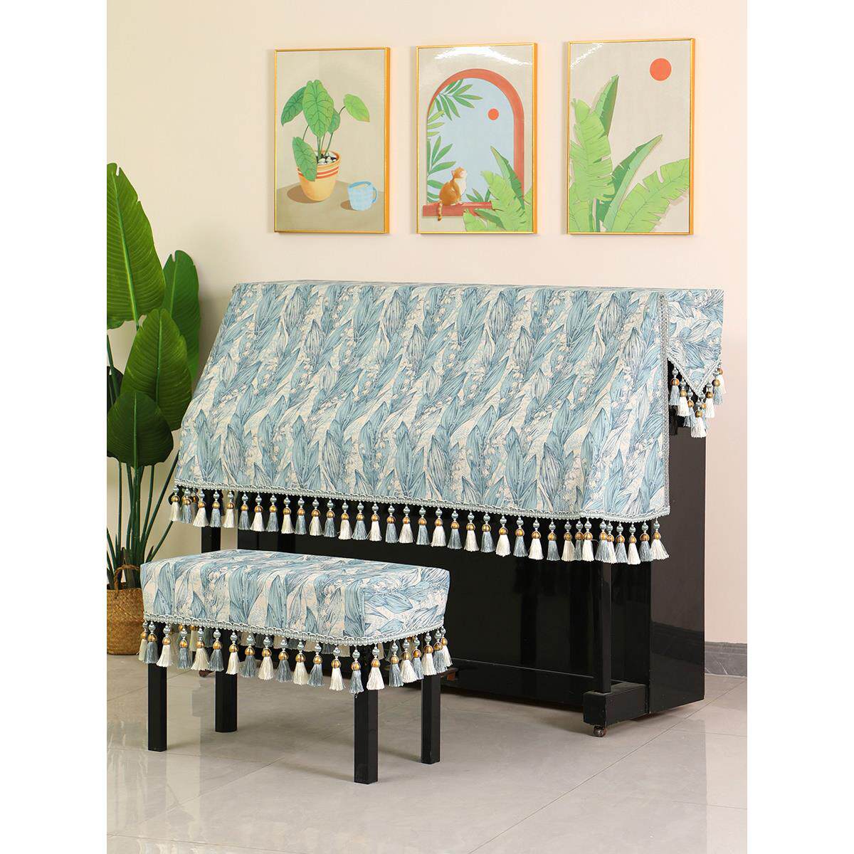 现代简约钢琴防尘罩半罩加厚高端钢琴罩布可及豪华高端钢琴披肩通