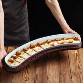 商业餐厅酒店餐盘鳗鱼餐厅特别意境创意三聚氰胺餐具条1.0米烤带