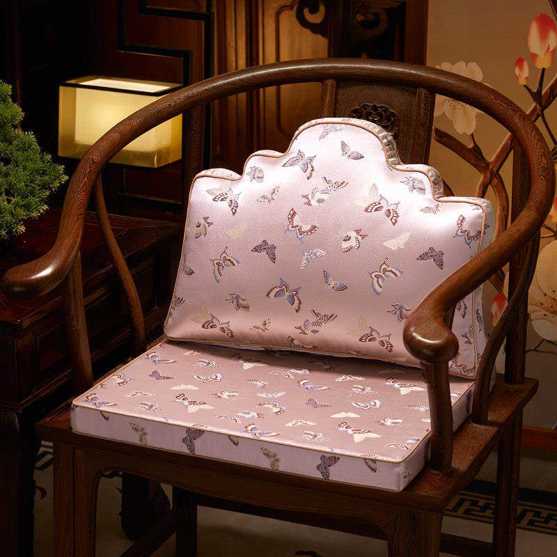 新中式靠山枕客厅沙发办公室护腰靠背红木椅子座垫靠垫一体定制