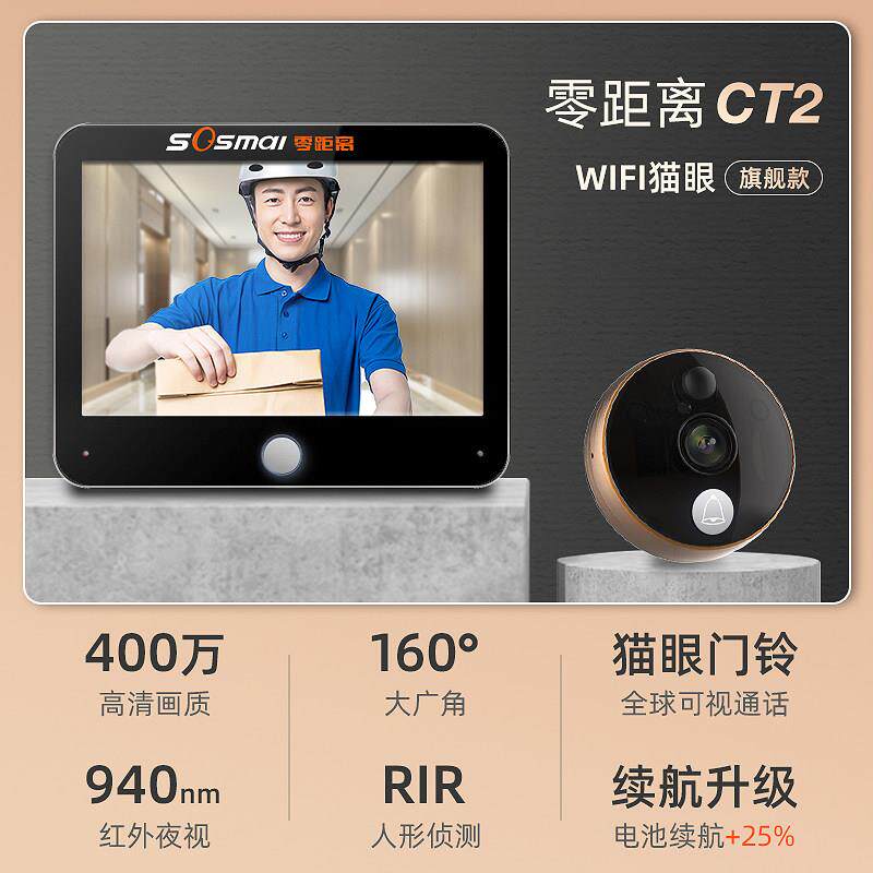 零距离智能电子猫眼摄像头家用可视门铃防盗门通用猫眼摄像监控