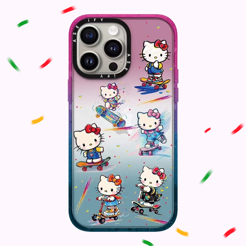 韩国CASETiF壳联名滑板凯蒂猫适用苹果16/15proamx保护套iphone14plus新款13promax可爱12棉花糖女