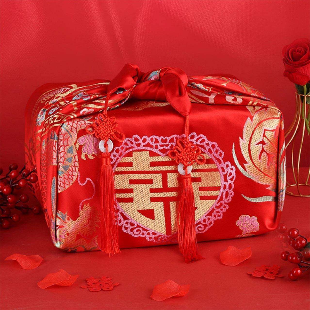 结婚包袱皮刺绣大号红包袱新娘陪嫁喜盆包裹布包袱布婚庆用品大全
