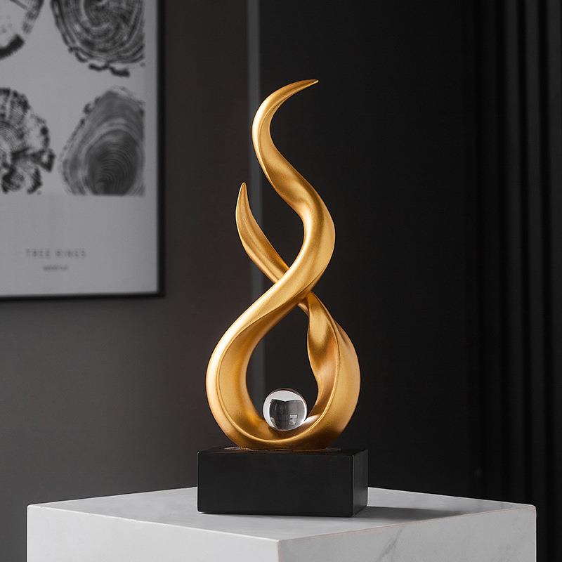 轻奢艺术高档风生水起桌面摆件酒柜电视柜客厅办公室树脂工艺品男