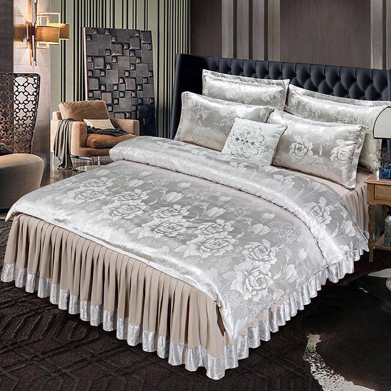 欧式高端贡缎提花被套四件套双人床单被罩单人三件套高档婚庆套件