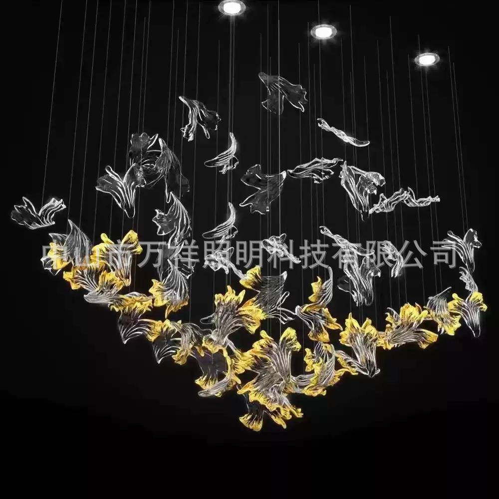 酒店大堂鸡冠花造形吊灯厅前台商场美容院珠宝店玻璃装饰艺术吊灯