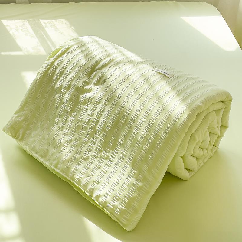 新款大豆纤维泡泡纱夏凉被四件套纯色空调被薄被子礼品被冰丝夏被
