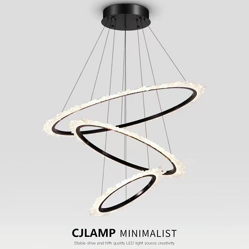 现代简约客厅吊灯意式极简大气灯具水晶轻奢创意复式楼别墅吊灯