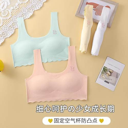 发育期少女文胸初高中学生运动内衣大童女生青春期女孩无痕小背心