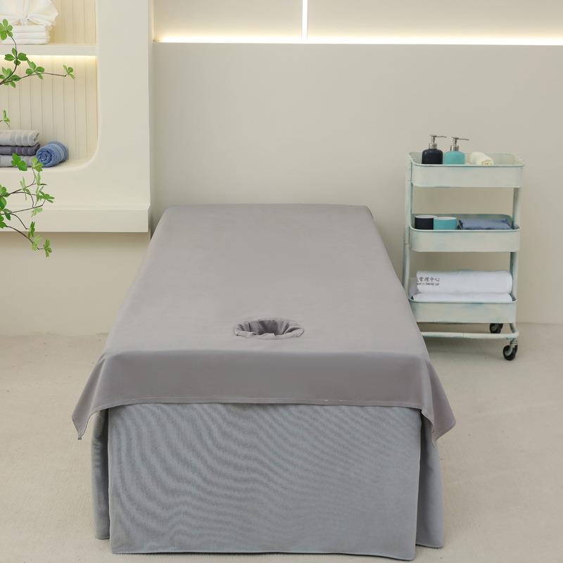 按摩推拿床单隔脏罩三件套带洞纯色棉质美容院专用床单单件四季款
