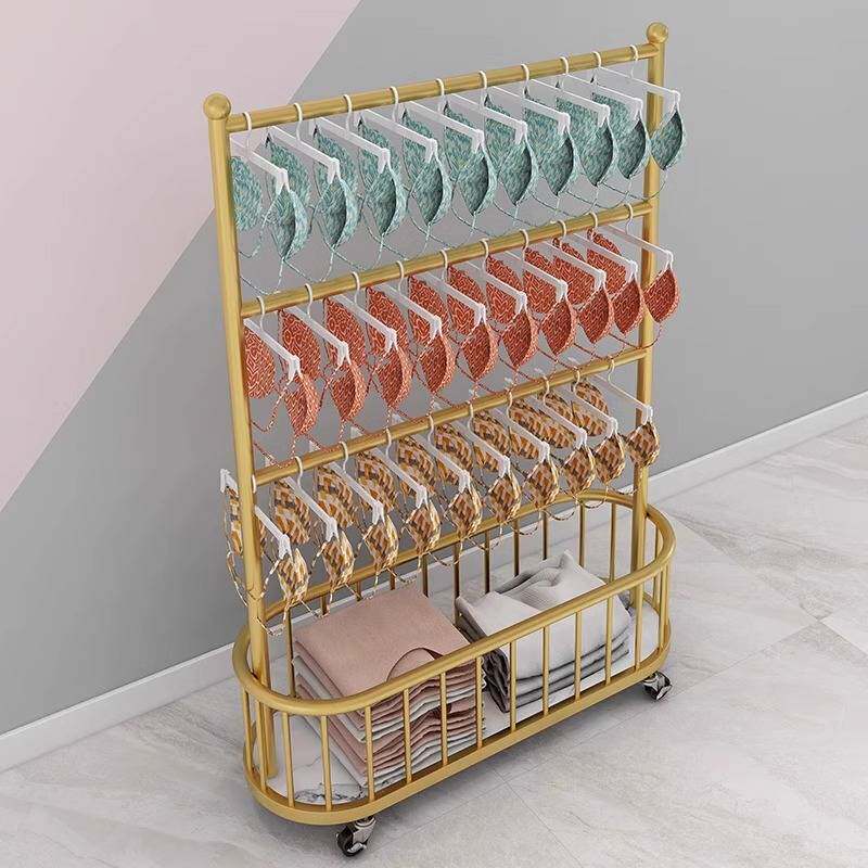 商场内裤袜子展示架内衣货架店铺挂钩架子带篮子服装店陈列架靠墙