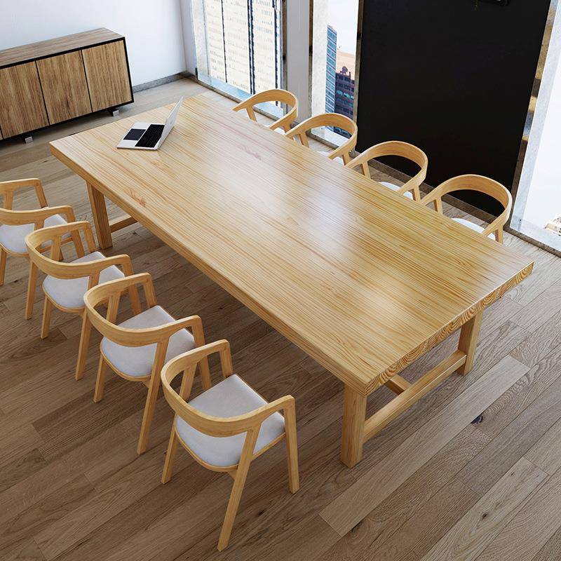 实木会议桌长桌简约现代办公桌椅组合餐桌原木洽谈桌工作台长条桌