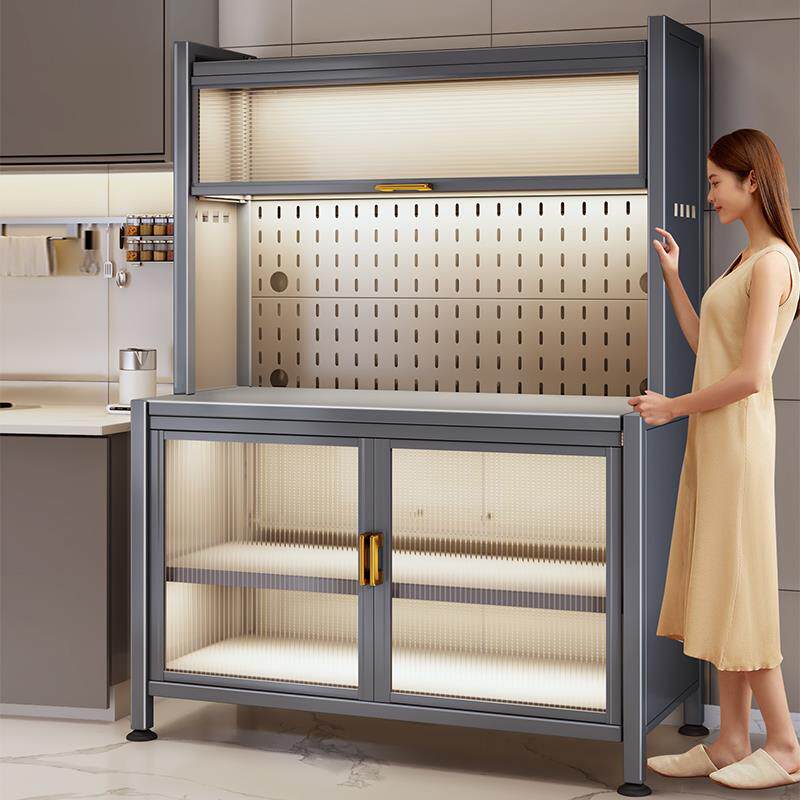 ZQ厨房洞洞板餐边柜置物架落地多层收纳橱柜电器锅具多功能储物柜