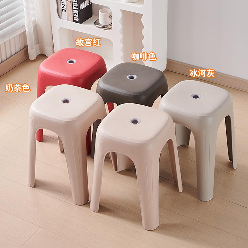 塑料凳子加厚客厅家用餐桌椅子熟胶防滑方凳成人高凳塑胶凳可申恒