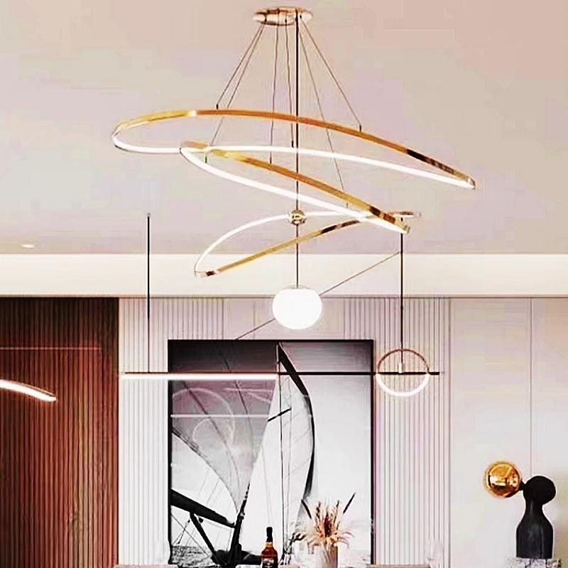 设计师款意式极简别墅客厅吊灯现代简约轻奢创意装饰圆环形餐厅灯
