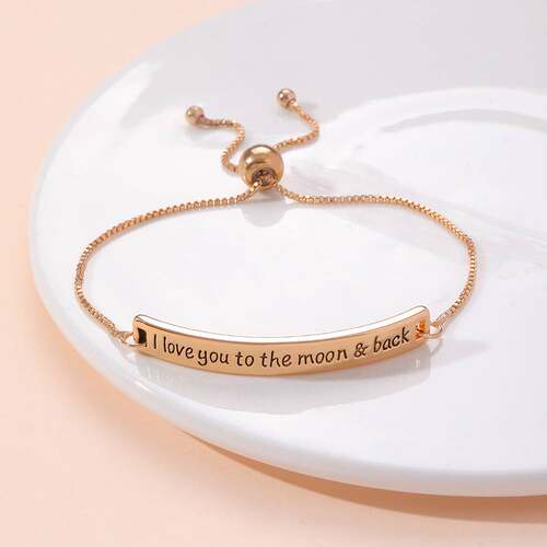 欧美新品刻字手串I Love You to the Moon&Back月亮可调节手链