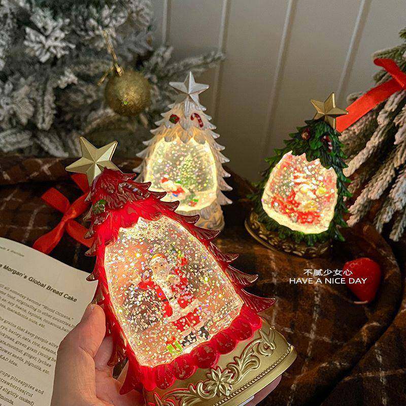 圣诞节礼物飘雪发光圣诞树摆件圣诞老人氛围感桌面摆件生日礼物