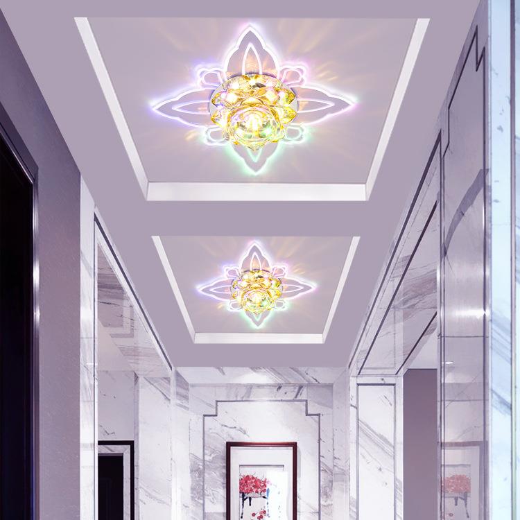 灯具方形过道灯莲花七彩灯led创意灯个性天花入户门厅灯