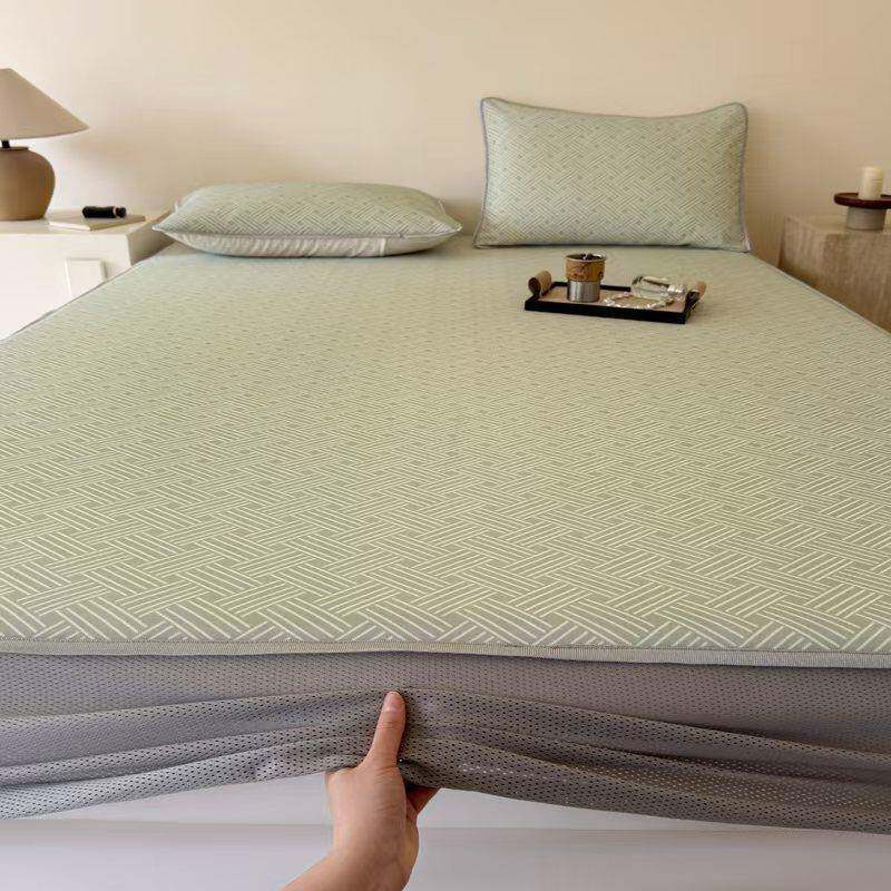 2025新款A类冰藤席床笠三件套夏季冰丝凉席可机洗宿舍空调软席子