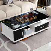 包邮 欧式 圆角茶几简约电视柜茶几组合小户型钢化玻璃茶桌桌子客厅