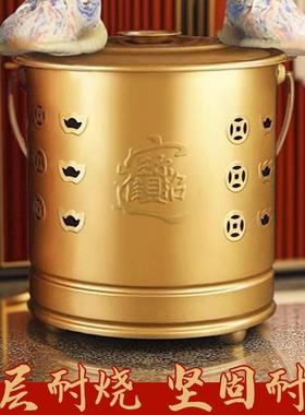 加厚不锈钢烧金纸桶家用室内外锡箔元宝经铁桶聚宝盆焚化烧钱炉