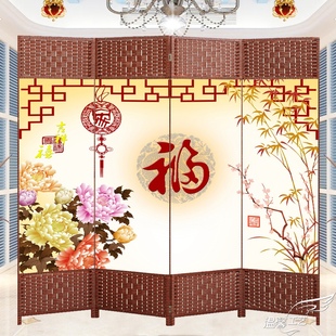 饰可移动实木推拉防水双面布艺门厅 折叠屏风隔断墙卧室客厅家用装