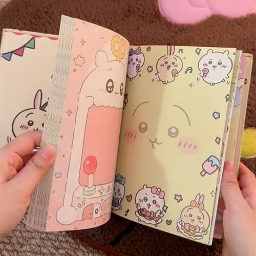 吉伊卡哇a5笔记本彩色内页chiikawa可爱手账本精致彩绘横线软壳本