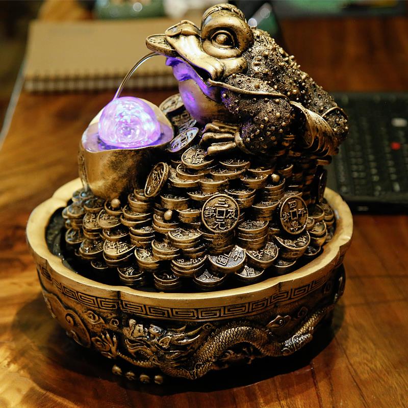 金蟾循环流水摆件三足蟾蜍开业礼品金蝉办公桌面店铺收银台装饰品