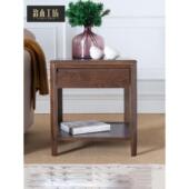 治木工坊纯实木边几北欧简约橡木小茶几日式 方几带抽灯桌客厅角几