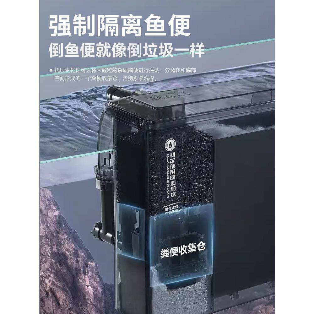 鱼缸壁挂过滤器净水循环三合一静音水泵大号外置瀑布式壁挂一体机