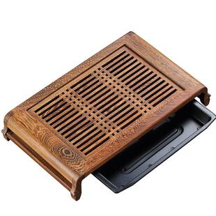 鸡翅木茶盘储水式功夫茶具花梨实木茶托盘木质茶海抽屉式排水茶台