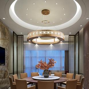 中带射餐灯餐饮饭店圆桌水6049晶边吊新灯包厢厅客式 厅宴会厅中山