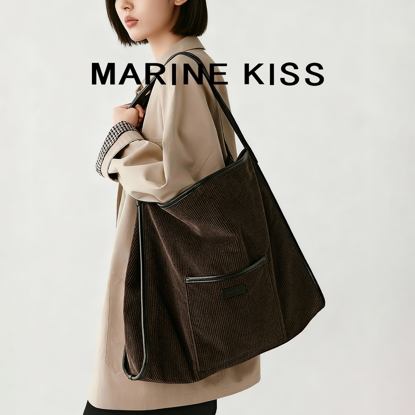 MARINEKISS大容量灯芯绒托特包