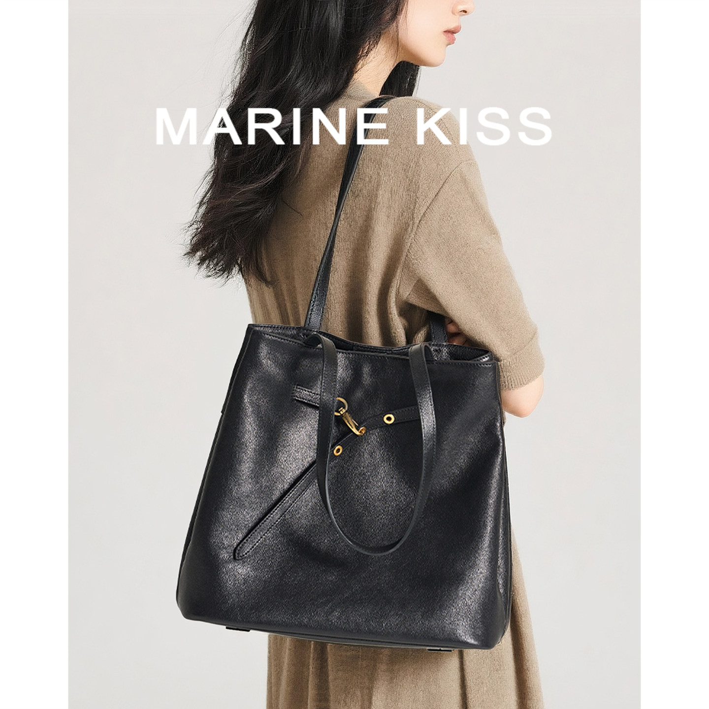 MARINE KISS单肩水桶包女2025新款大容量通勤托特包百搭菜篮子包,箱包皮具/热销女包/男包,水桶包,淘宝优惠券,粉丝福利购,淘宝优惠卷