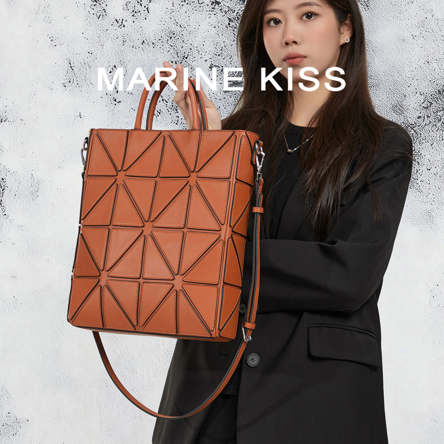 MARINE KISS几何通勤斜挎包女设计感小众单肩包大容量电脑手提包