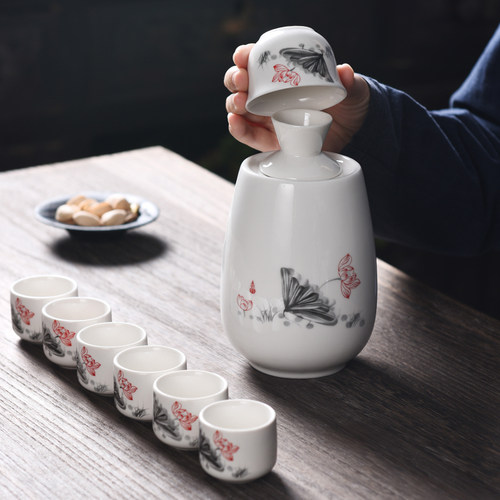 烫酒壶酒具套装  热暖酒壶分酒器 陶瓷温酒壶 黄酒温酒器白酒酒杯