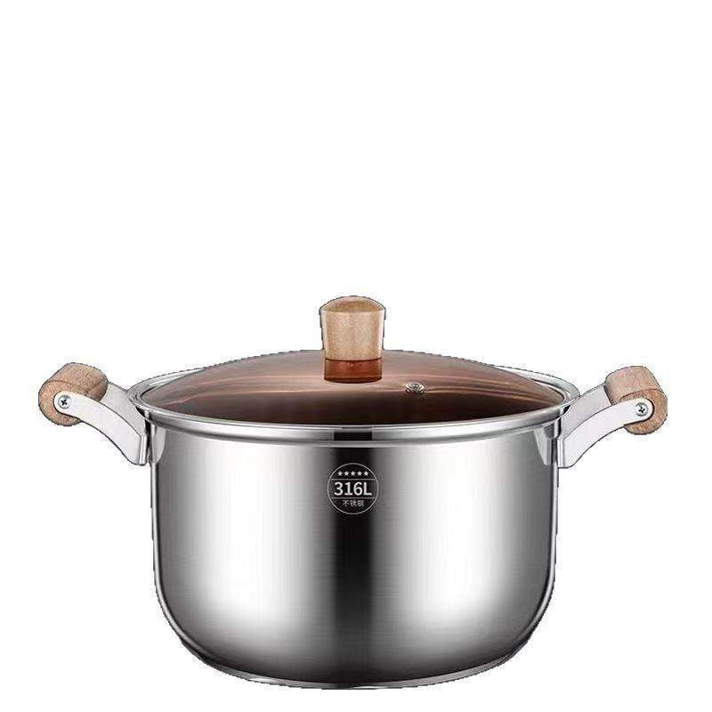 316特厚食品级不锈钢汤锅家用奶锅煮粥蒸锅燃气灶电磁炉通用家用
