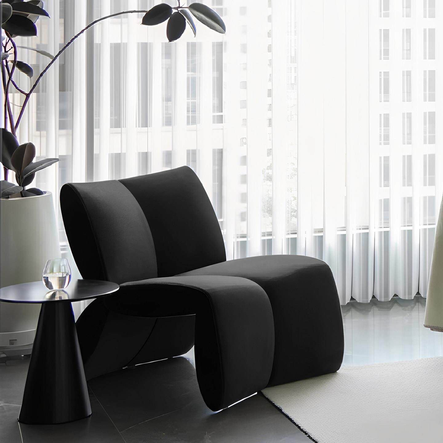 法式单人沙发椅黑色创意小户型客厅侘寂单椅设计师懒人阳台休闲