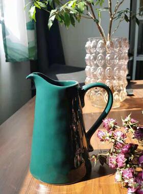 SW定制高20cm陶瓷凉水壶 外贸桌面花瓶花器 黄色墨绿色白色多色