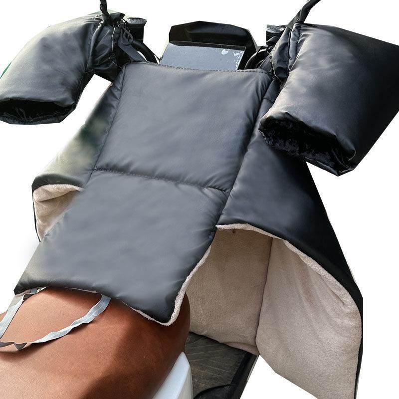 电动车挡风被冬季pu皮防水电瓶摩托车加厚分体防风罩护腿保暖加绒